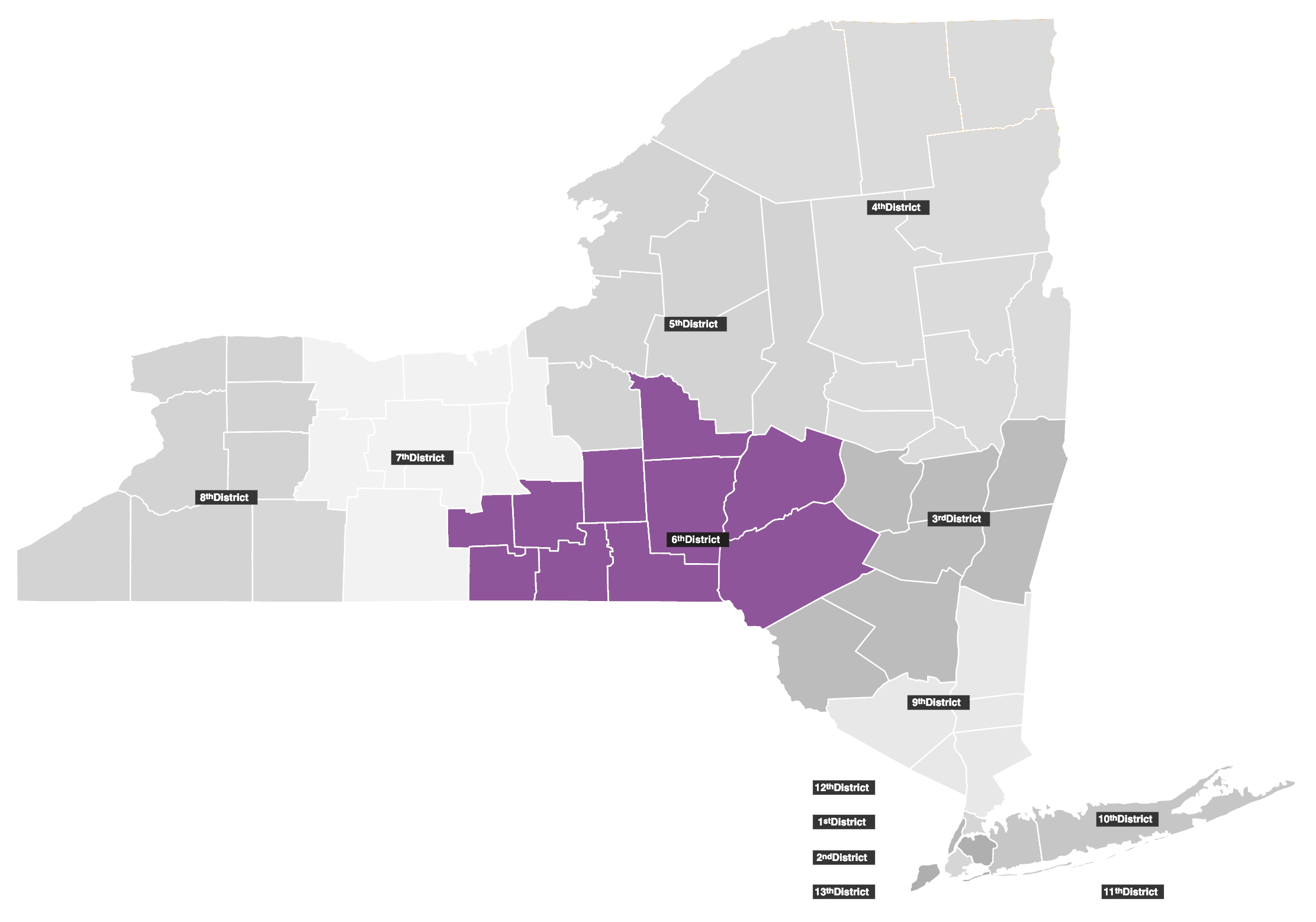 Map of New York State's 6th Judicial District