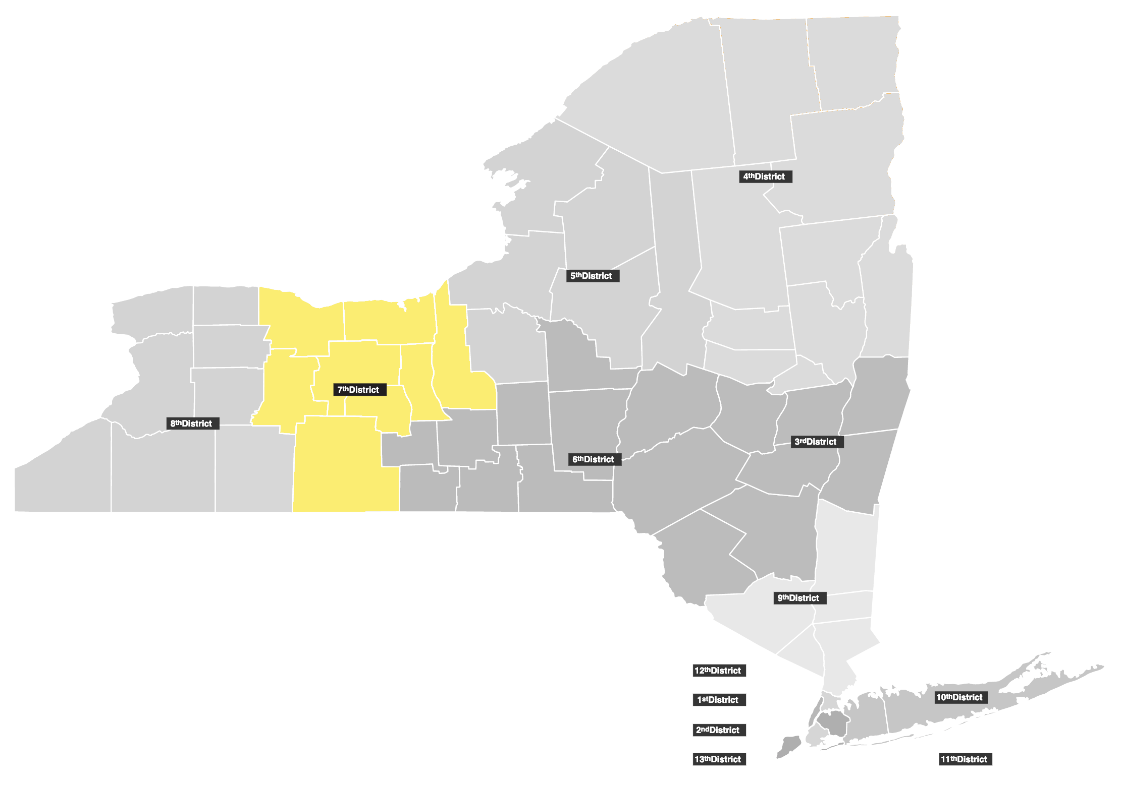 Map of New York State's 7th Judicial District