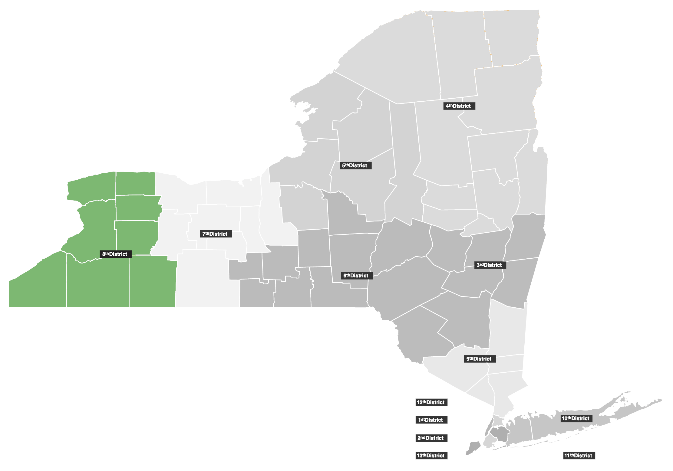 Map of New York State's 8th Judicial District