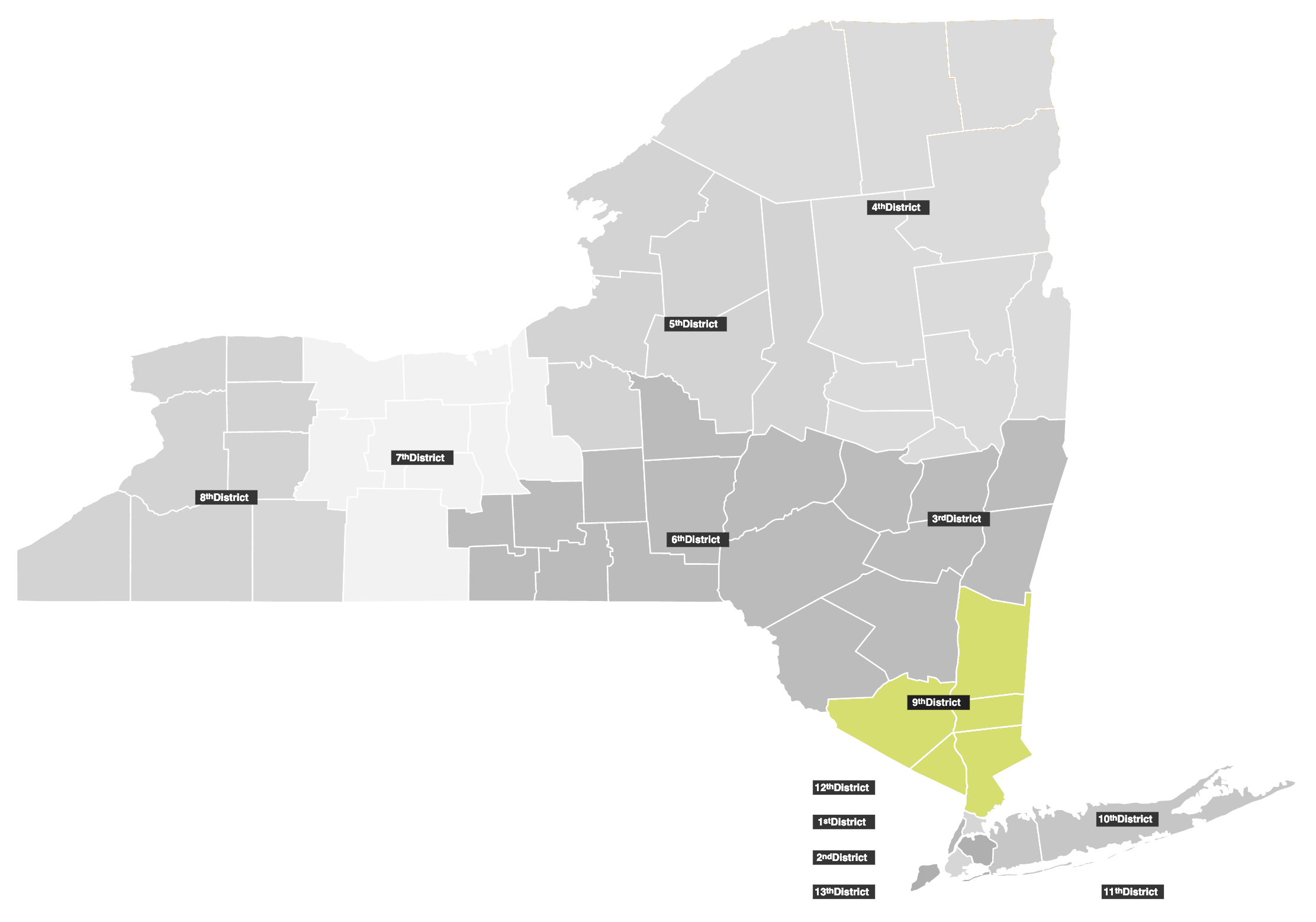 Map of New York State's 9th Judicial District